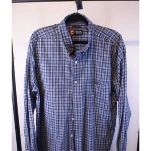 Chaps Shirt Men's 2XL Purple Plaid Cotton Long Sleeve Regular Fit Button-Down